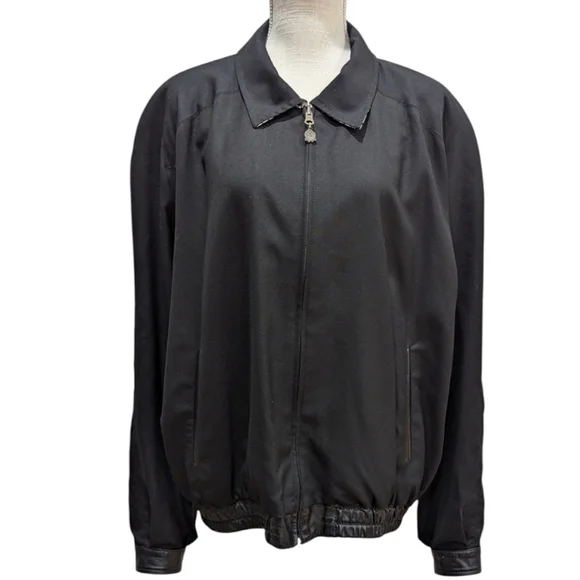 VTG One Hundred % Bijan! Cashmere & Silk Reversible Short Jacket w/ Leather Trim